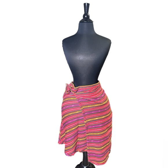 Vintage Striped Multicolor Wrap Skirt - Picture 6 of 7
